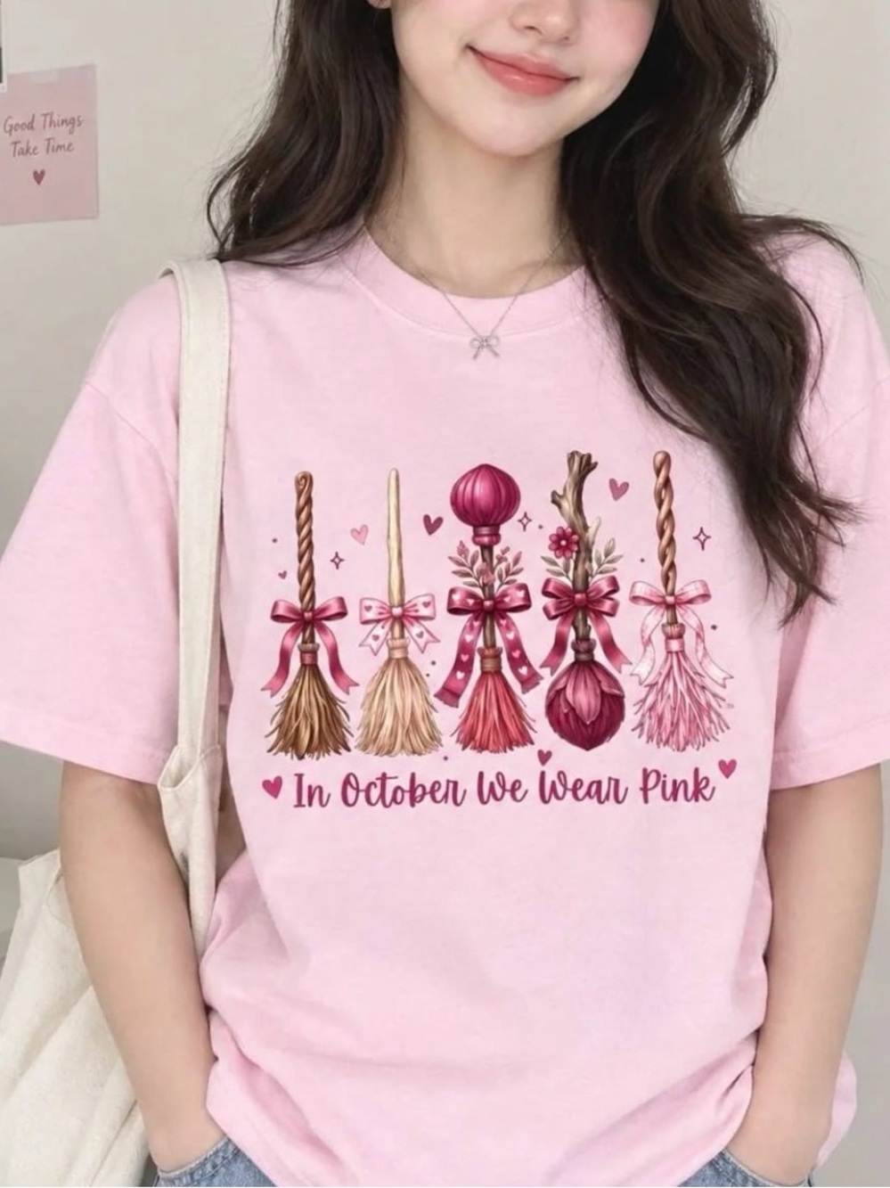 Pink Short Sleeve Tee "In October We Wear Pink"
